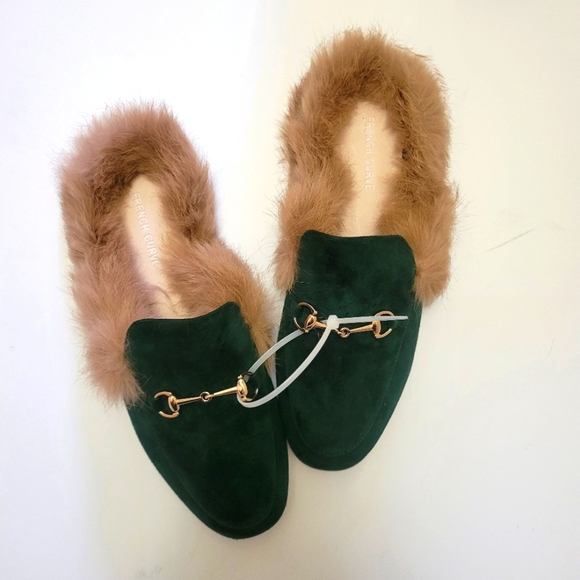French Curve Shoes - Minimilist Quiet Luxury Mule‎ Loafers with Fur Lining & Horsebit detail. NWOT